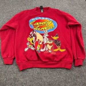 Sun Sportswear Looney Tunes Sweatshirt Mens XXL Graphic Maroon Red 1993 Vintage